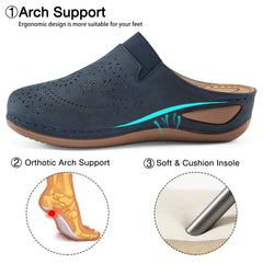 HARENC™Womens Mules Closed Toe: Comfortable Cushion Footbed Slip On Wedge Sandals - Casual Fashion Orthopedic Walking Shoes