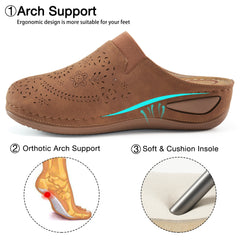 HARENC™Womens Mules Closed Toe: Comfortable Cushion Footbed Slip On Wedge Sandals - Casual Fashion Orthopedic Walking Shoes