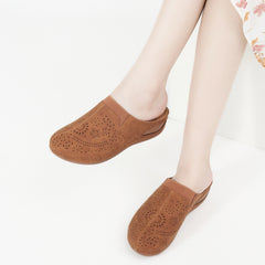 HARENC™Womens Mules Closed Toe: Comfortable Cushion Footbed Slip On Wedge Sandals - Casual Fashion Orthopedic Walking Shoes