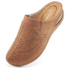 HARENC™Womens Mules Closed Toe: Comfortable Cushion Footbed Slip On Wedge Sandals - Casual Fashion Orthopedic Walking Shoes