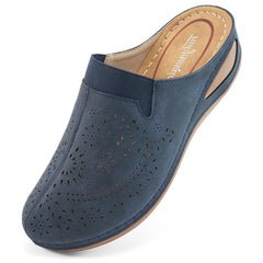 HARENC™Womens Mules Closed Toe: Comfortable Cushion Footbed Slip On Wedge Sandals - Casual Fashion Orthopedic Walking Shoes