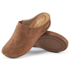 HARENC™Womens Mules Closed Toe: Comfortable Cushion Footbed Slip On Wedge Sandals - Casual Fashion Orthopedic Walking Shoes
