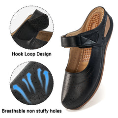 HARENC™Mules for Women Comfortable Closed Toe Sandals Slip on Shoes Casual Summer Wedge Sandals Adjustable Hook Loop