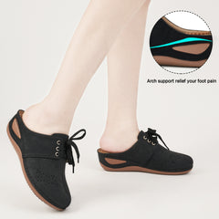 HARENC™Mules for Women Slip on Clogs Shoes Casual Summer Wedge Sandals Comfort Walking Mules