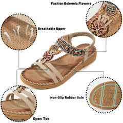 Harence Flat Sandals Women Dressy Summer Sandals Open Toe Rhinestone