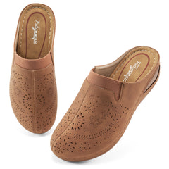 HARENC™Womens Mules Closed Toe: Comfortable Cushion Footbed Slip On Wedge Sandals - Casual Fashion Orthopedic Walking Shoes