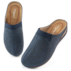 HARENC™Womens Mules Closed Toe: Comfortable Cushion Footbed Slip On Wedge Sandals - Casual Fashion Orthopedic Walking Shoes
