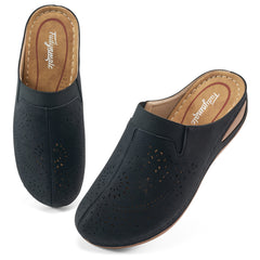 HARENC™Womens Mules Closed Toe: Comfortable Cushion Footbed Slip On Wedge Sandals - Casual Fashion Orthopedic Walking Shoes