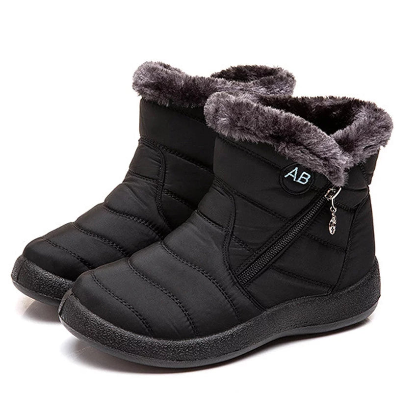 HARENCE Snow Boots for Women Winter Boot with Comfortable Warm Fur Lined Ankle Booties Outdoor Slip On Waterproof Short Boots