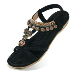 HARENC Womens Flat Sandals Comfortable Summer Casual Bohemian Beach Sandals Shoes