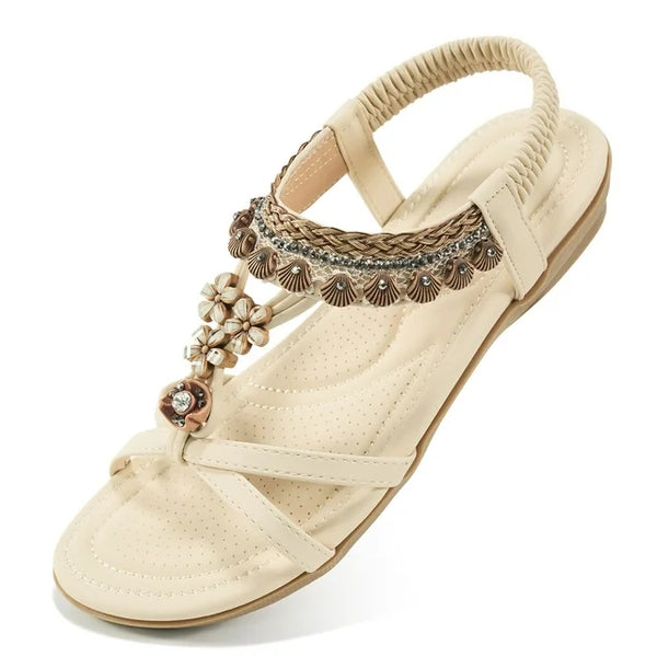 HARENC Womens Flat Sandals Comfortable Summer Casual Bohemian Beach Sandals Shoes