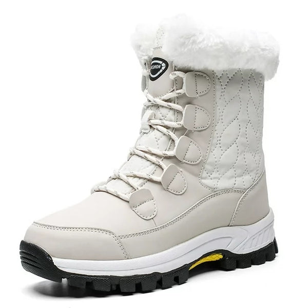 HARENC Snow Boots For Women Winter Waterproof Shoes Thickened Faux Fur Lined Frosty Warm Outdoor Boots