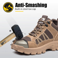 Ecetana Steel Toe Boots for Men Industrial Construction Anti-puncture Work Safety Shoes