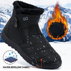 HARENCE Snow Boots for Women Winter Boot with Comfortable Warm Fur Lined Ankle Booties Outdoor Slip On Waterproof Short Boots