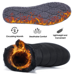 HARENCE Snow Boots for Women Winter Boot with Comfortable Warm Fur Lined Ankle Booties Outdoor Slip On Waterproof Short Boots