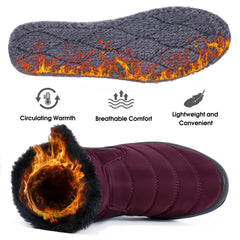 HARENCE Snow Boots for Women Winter Boot with Comfortable Warm Fur Lined Ankle Booties Outdoor Slip On Waterproof Short Boots