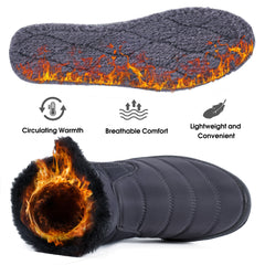 HARENCE Snow Boots for Women Winter Boot with Comfortable Warm Fur Lined Ankle Booties Outdoor Slip On Waterproof Short Boots