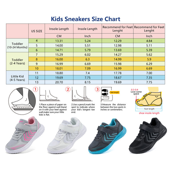 Ecetana Toddler Boys Girls Sneakers Kids Lightweight Breathable Tennis Walking Shoes