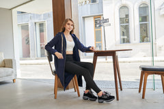 HARENC™Women's Long Hoodies Tunic Winter Fleece Jackets Knitted Casual Sweatshirt Zip Up Hoodies