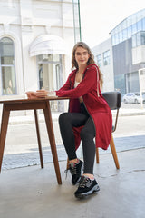 HARENC™Women's Long Hoodies Tunic Winter Fleece Jackets Knitted Casual Sweatshirt Zip Up Hoodies