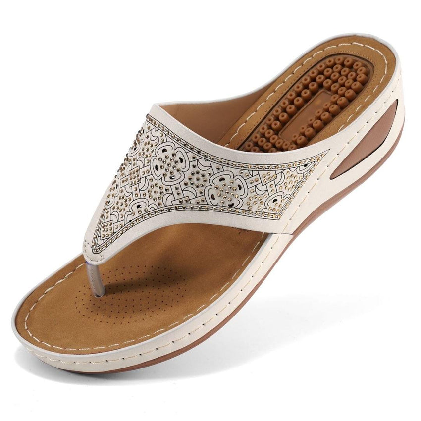 【No.2】Women's Sandals Flip Flop Rhinestone Wedge Sandals
