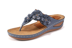 【No.13】Womens Sandals Flip Flops for Women with Arch Support Comfortable for Walk Wedge Sandal Flower Platform Shoes Causal Flip Flop