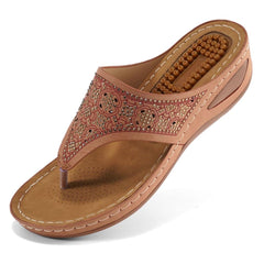 【No.2】Women's Sandals Flip Flop Rhinestone Wedge Sandals