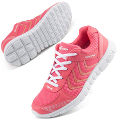 HARENC™Ladies Running Mesh Breathable Casual Sneakers Lace Up Comfortable Tennis Shoes