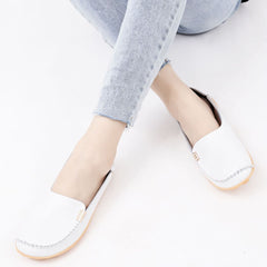 【No.12】Women's Comfortable Leather Loafers Casual Round Toe Moccasins Wild Driving Flats Soft Walking Shoes Women Slip On