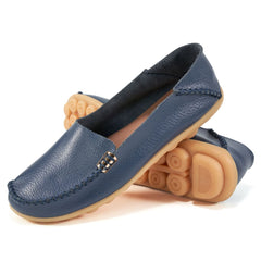 【No.12】Women's Comfortable Leather Loafers Casual Round Toe Moccasins Wild Driving Flats Soft Walking Shoes Women Slip On