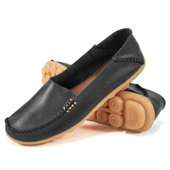 【No.12】Women's Comfortable Leather Loafers Casual Round Toe Moccasins Wild Driving Flats Soft Walking Shoes Women Slip On