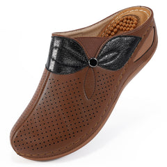 HARENC™Clogs for Women Comfortable Slip on Leather Mule with Arch Support Womens Casual Wedge Sandals Shoes