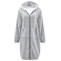 HARENC™Women's Long Hoodies Tunic Winter Fleece Jackets Knitted Casual Sweatshirt Zip Up Hoodies