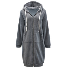 HARENC™Women's Long Hoodies Tunic Winter Fleece Jackets Knitted Casual Sweatshirt Zip Up Hoodies