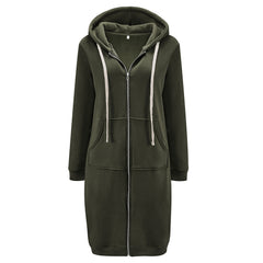 HARENC™Women's Long Hoodies Tunic Winter Fleece Jackets Knitted Casual Sweatshirt Zip Up Hoodies